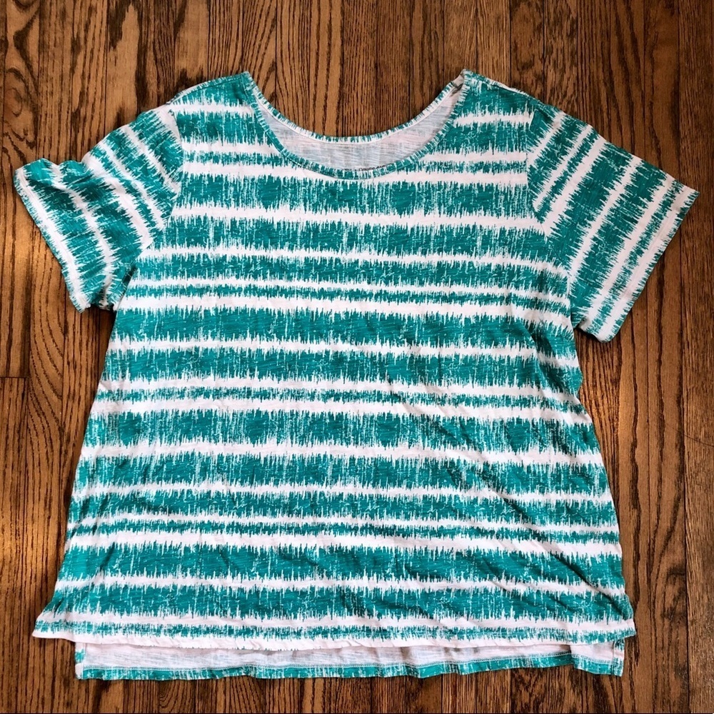 🔥5/$35🔥 100% Cotton Teal & White T-Shirt | 1X​​